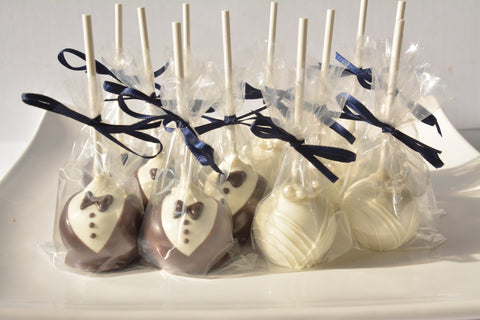 Bride & Groom Cake Pops (Set of 12)