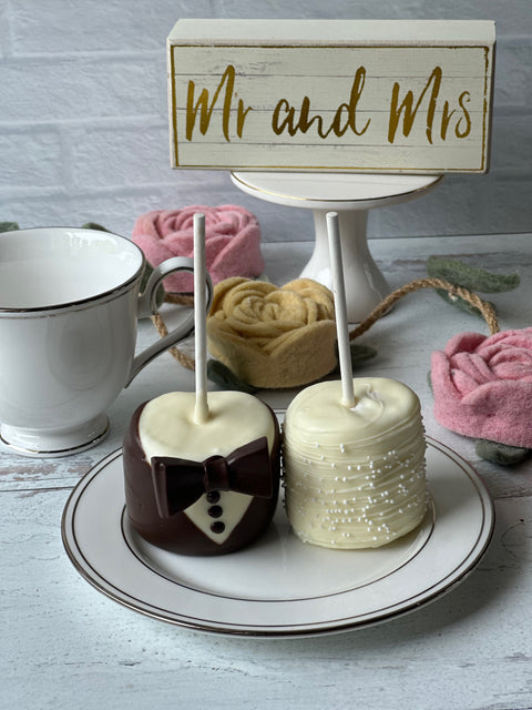 Chocolate Covered Marshmallow Bride and Groom