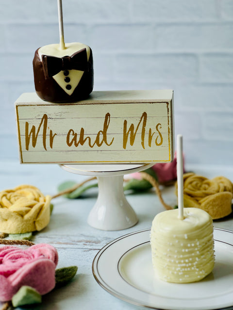 Chocolate Covered Marshmallow Bride and Groom