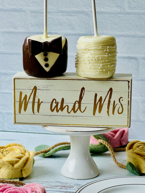 Chocolate Covered Marshmallow Bride and Groom