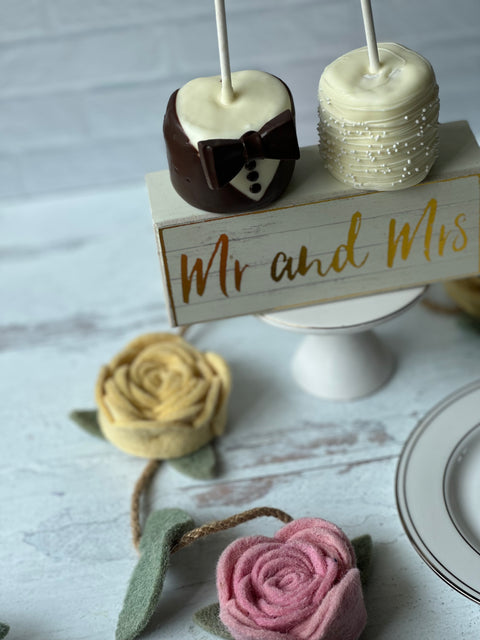 Chocolate Covered Marshmallow Bride and Groom