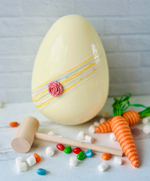 Oversized Breakable Chocolate Egg with Rose