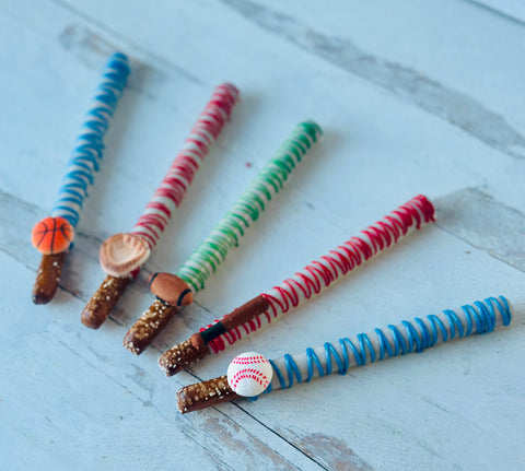 Chocolate Covered Sports Themed Pretzels (Set of 12)