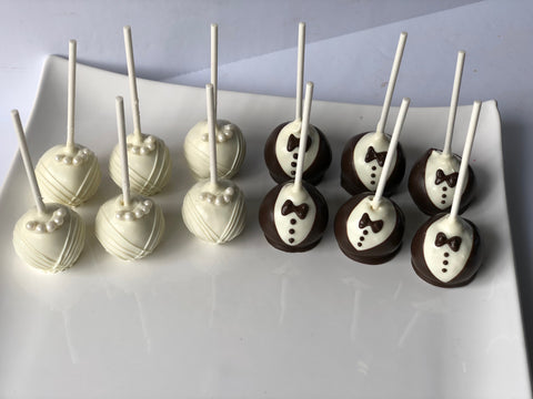 Bride & Groom Cake Pops (Set of 12)