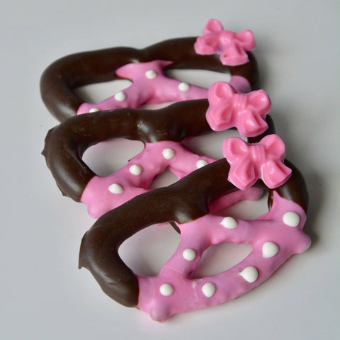 Baby Girl Inspired Chocolate Covered Pretzels (Set of 12)
