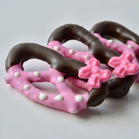 Baby Girl Inspired Chocolate Covered Pretzels (Set of 12)