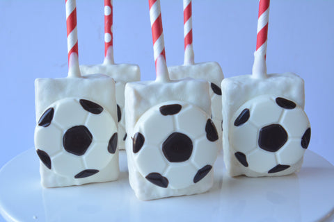 Soccer Chocolate Covered Rice Crispie Treats