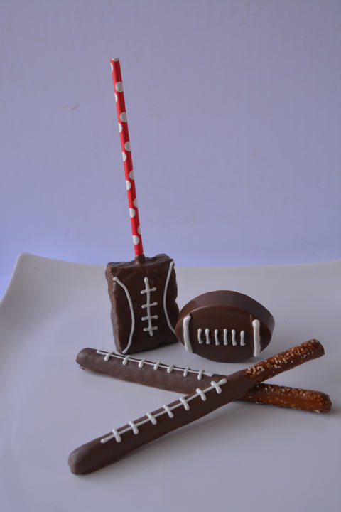 Football Chocolate Rice Crispy Treats (Set of 12).