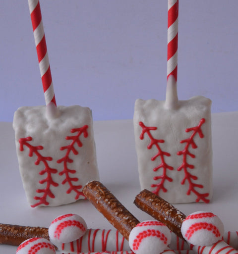 Baseball Themed Chocolate Covered Rice Crispie Treats