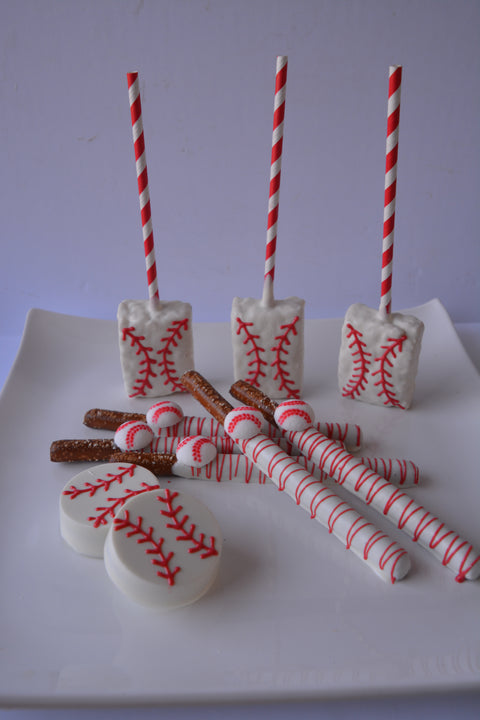 Baseball Themed Chocolate Covered Rice Crispie Treats