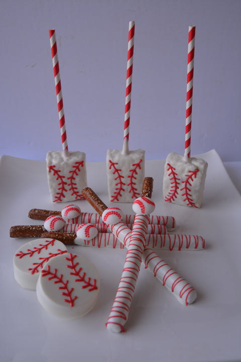 Baseball Themed Chocolate Covered Rice Crispie Treats