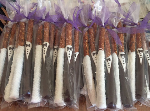 Wedding Bride & Groom Chocolate Covered Pretzels (12 Sets of 2)