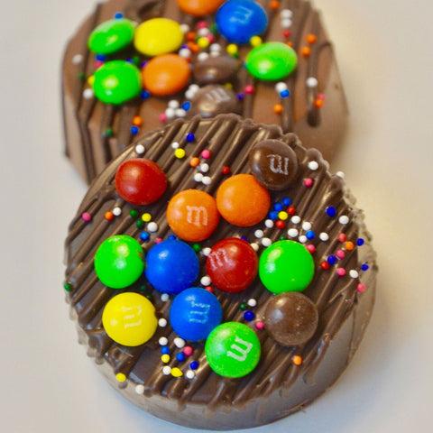 Chocolate Covered Oreos with M&M toppings (Set of 12)