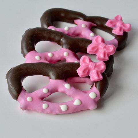 Baby Girl Inspired Chocolate Covered Pretzels (Set of 12)