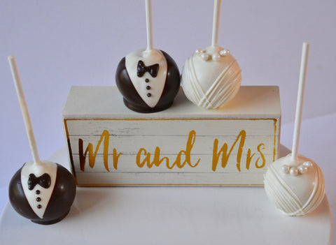 Bride & Groom Cake Pops (Set of 12)