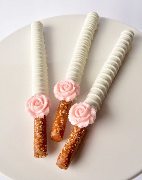 Rose Inspired Chocolate Covered Pretzels (Set 0f 12)