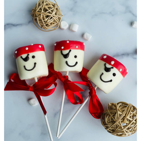 Pirate Chocolate Dipped Marshmallow Lolipops (Set 0f 12)