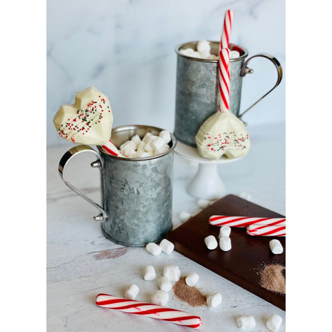 Peppermint Flavored Hot Chocolate Bomb Hearts (Set of 2)