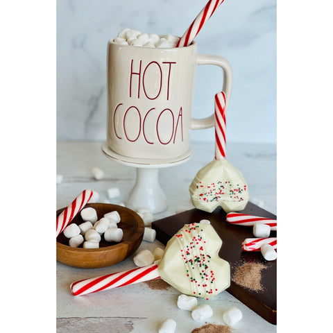 Peppermint Flavored Hot Chocolate Bomb Hearts (Set of 2)